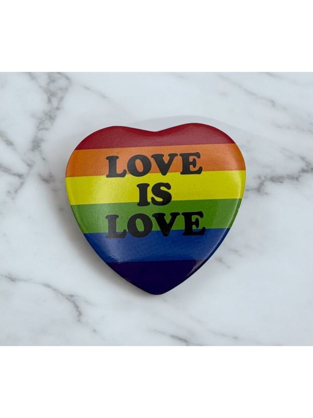 Heart Shaped LGBTQ Pride Pin Button Love Is Love Rainbow Pinback Badge USA